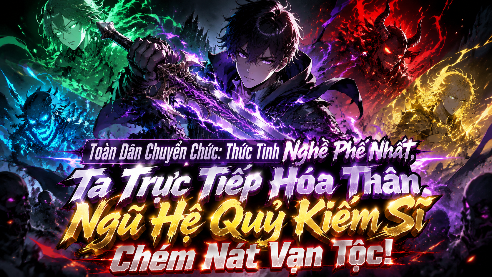 Toàn Dân Chuyển Chức: Thức Tỉnh Nghề Phế Nhất, Ta Trực Tiếp Hóa Thân Ngũ Hệ Quỷ Kiếm Sĩ Chém Nát Vạn Tộc!